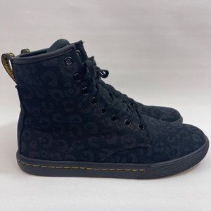 Dr. Martens Sheridan Leopard Canvas High Boots Women’s Size 8 Black High Top